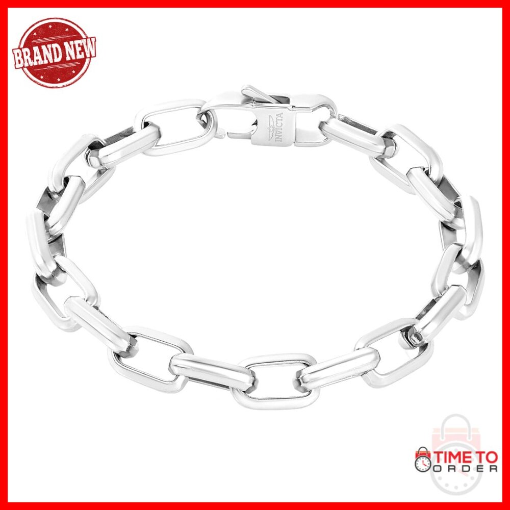 Stainless Steel Link Bracelet, 10mm Width, 9 Inches, Lobster Clasp